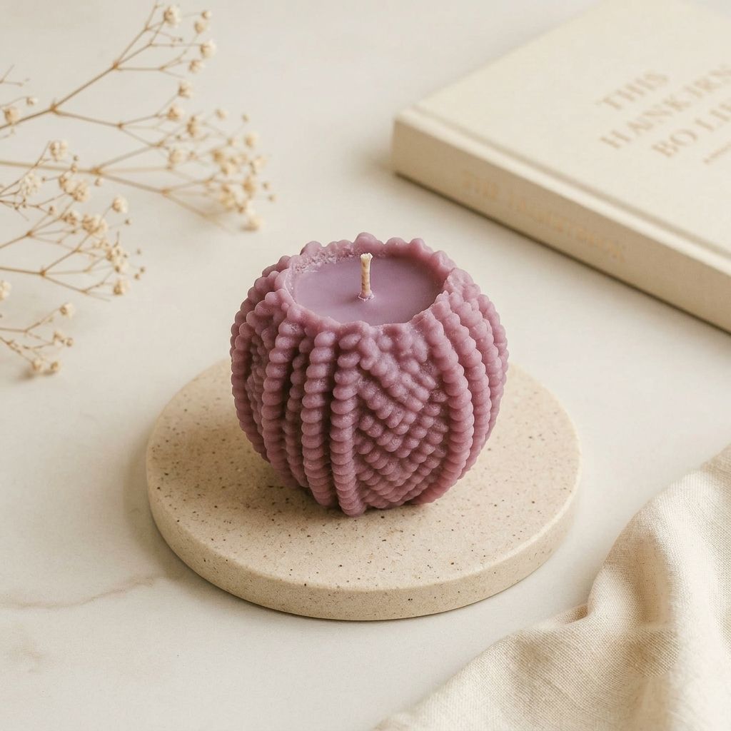 Mauve Bubble Sphere Candle — Cozywick hand-poured soy candle, made in India