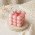 Pink Bubble Cube Candle — Cozywick hand-poured soy candle, made in India