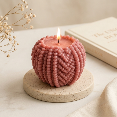 Rose Bubble Sphere Candle — Cozywick hand-poured soy candle, made in India